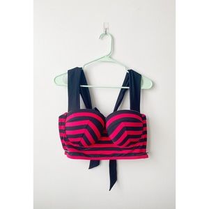Torrid Red & Black Striped Long Line Bikini Top